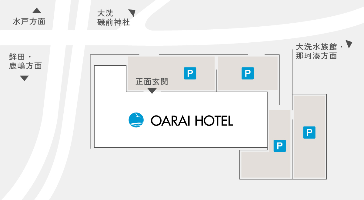 ホテル無料駐車場のご案内のマップ