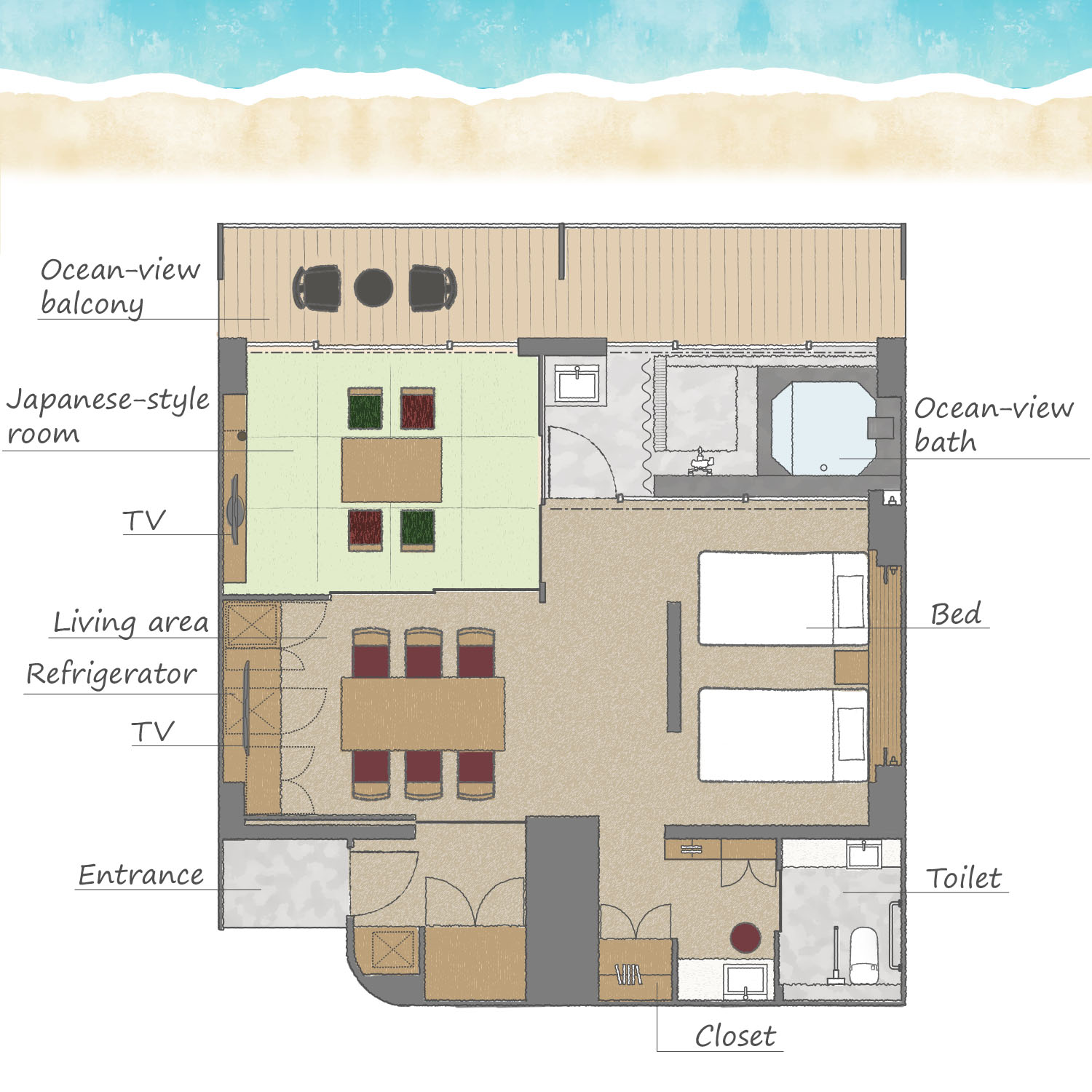 スタイリッシュツインルーム間取り図