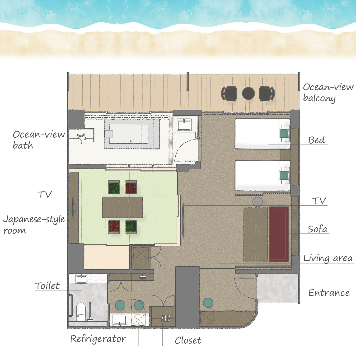 スタイリッシュツインルーム間取り図