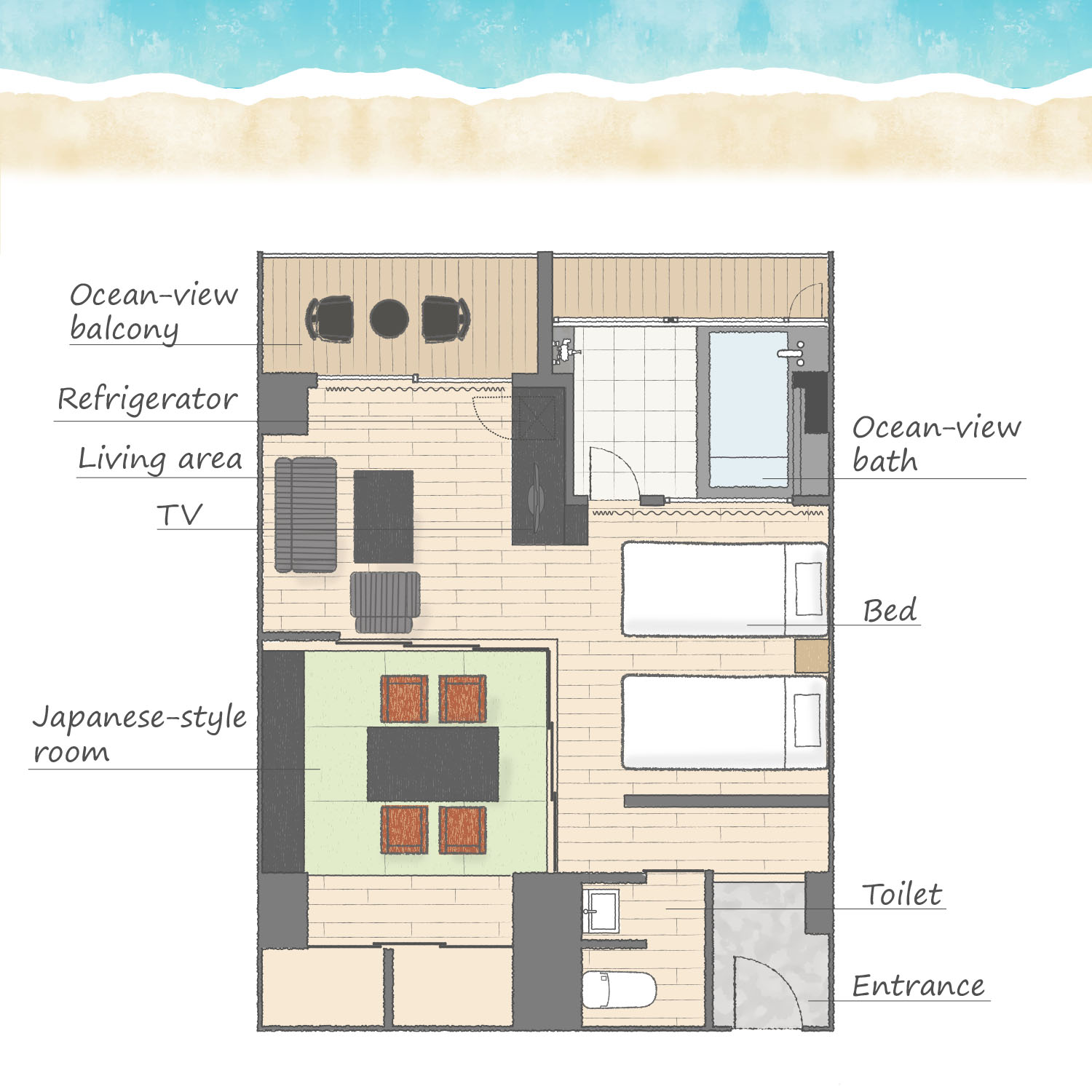 プレミアムルーム 朝日間取り図