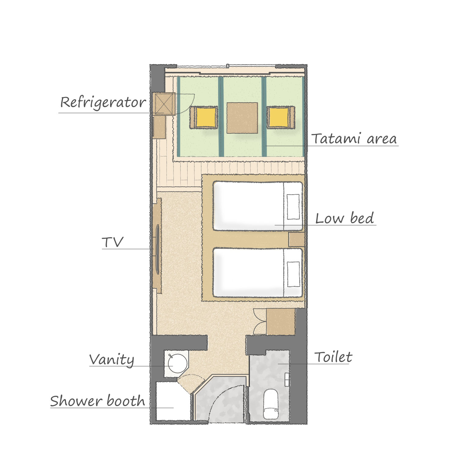 スタイリッシュツインルーム間取り図