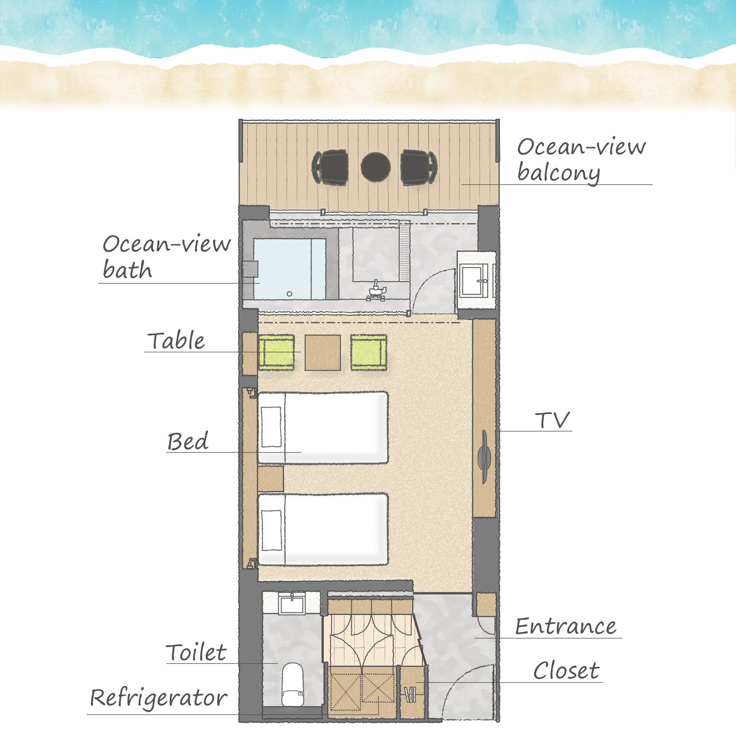 スーペリアツインルーム間取り図