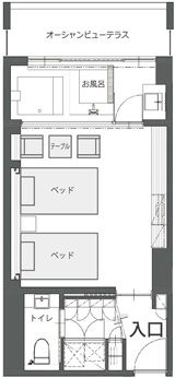 スーペリアツインルームの見取り図